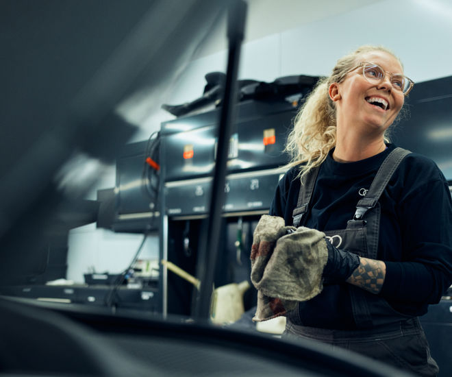 Smilende Semler Mobility mekaniker 